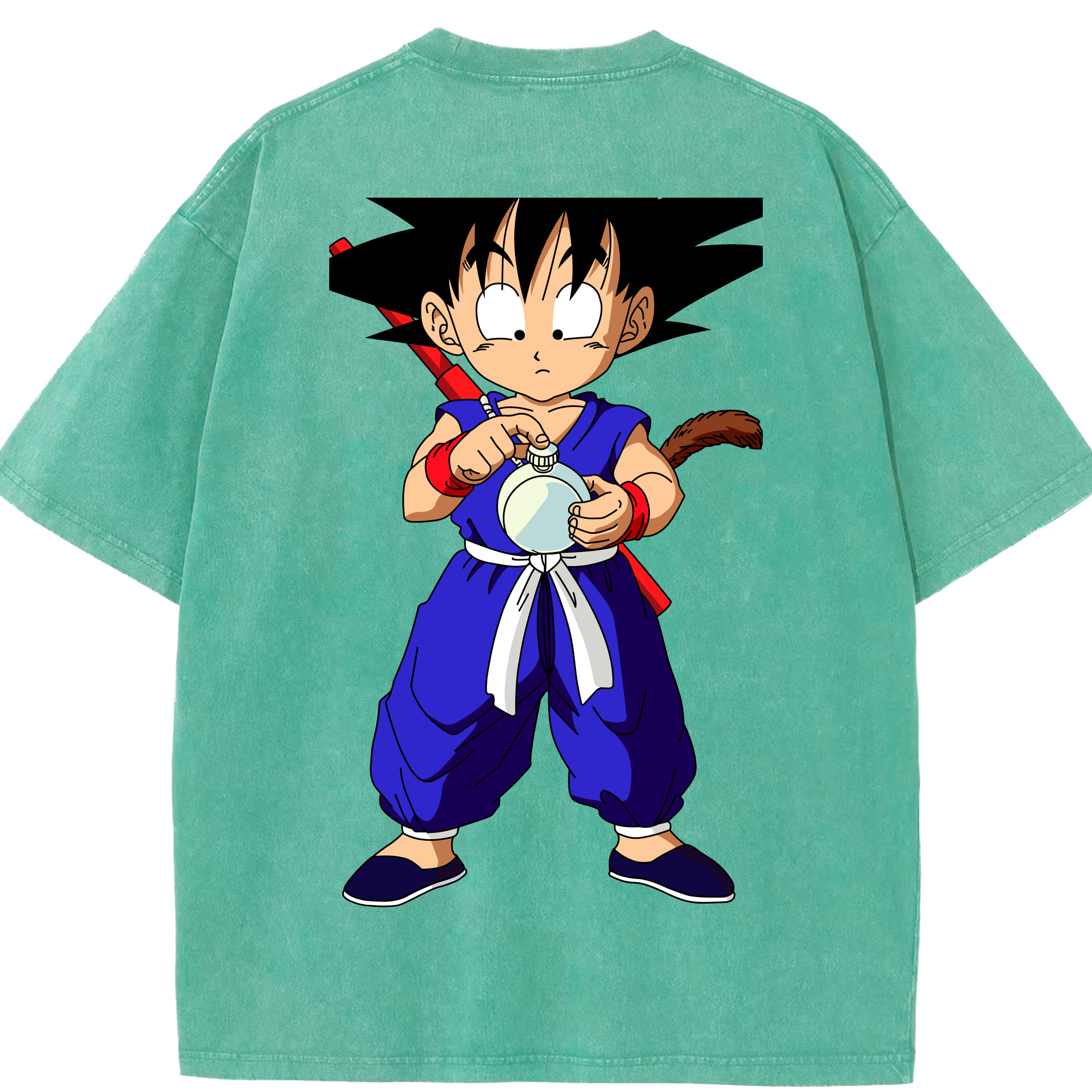 （画像用） ドラゴンボール 孫悟空（そん ごくう）Son Goku カカロット DRAGON BALL Kakarotto 綿100% ヴィンテージ風 半袖Tシャツ（背面プリント）